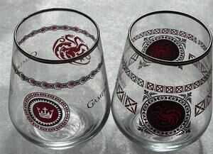 2 GAME OF THRONES 14.4 oz Pair Of Drinking Glasses 4.25"